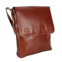 MUFUBU Presents Cosmo London 100% Genuine Leather Business Sling Bag with Adjustable Strap - Tan Color