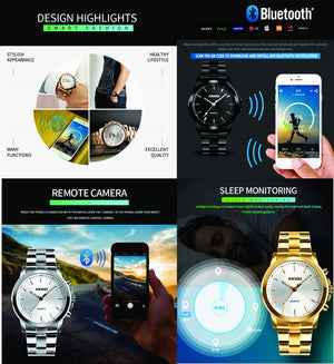 SKMEI Stainless Steel 30m Waterproof Analog Gold Smartwatch