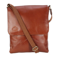 MUFUBU Presents Cosmo London 100% Genuine Leather Business Sling Bag with Adjustable Strap - Tan Color