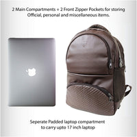 Brown German Faux Leather 17 inches Laptop Backpack