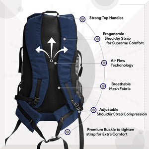 Wildcamp Travel Backpack - 55 Litre - BLUE