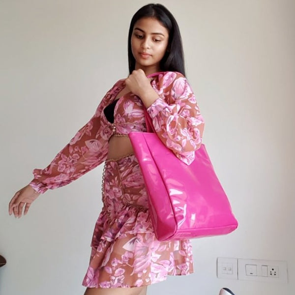 Chic Tote oversized Handbag - Hot Pink