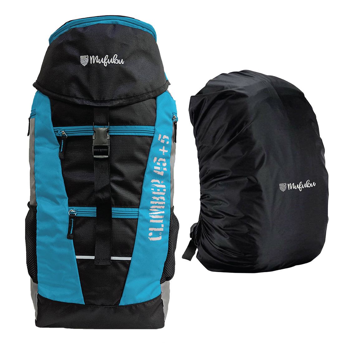 Climber 45+5 Ltr Rucksack with Rain Cover - Black/Blue