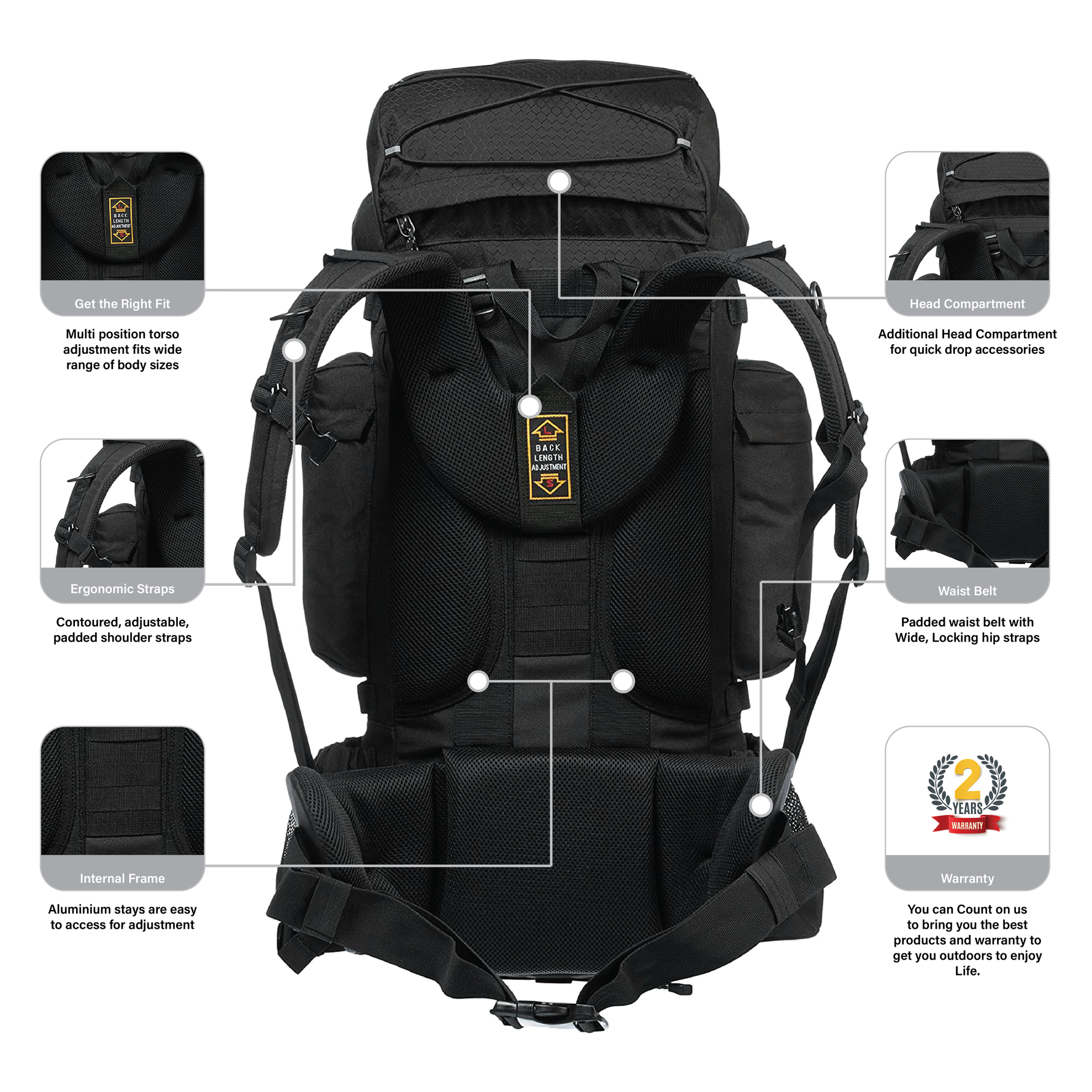 Everest 90 Litre Rucksack (Black)