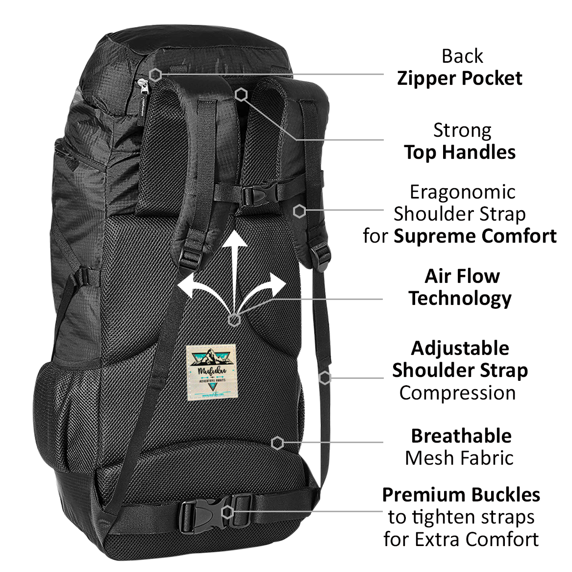 Fearless 60 LTR Rucksack - Black