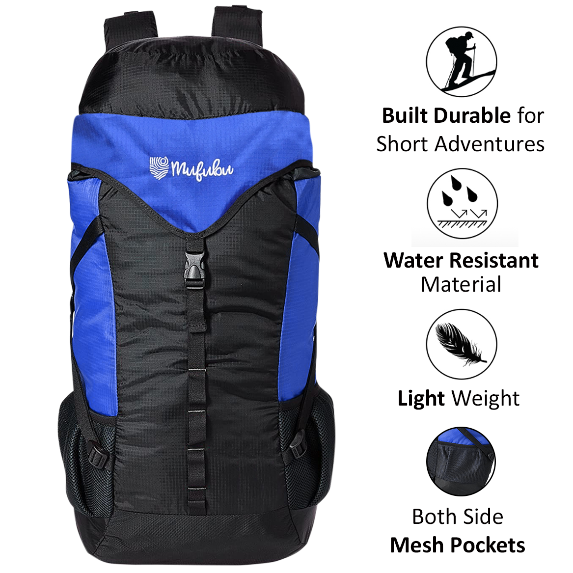 Fearless 60 LTR Rucksack - Black + Blue