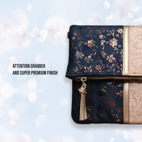 Blossom Clutch - Midnight Blue