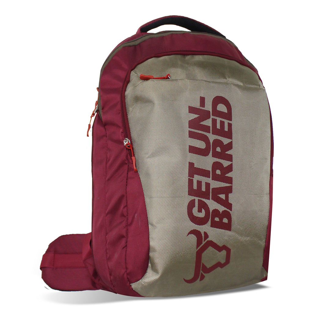 Get-Un-Barred Discover backpack bag for office/School/college - (Cherry red+Beige)