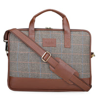 Vegan & Tweed 15.6 Inch Laptop Messenger Bag with Pouch - Subtle Green Checks