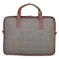 Vegan & Tweed 15.6 Inch Laptop Messenger Bag with Pouch - Subtle Green Checks