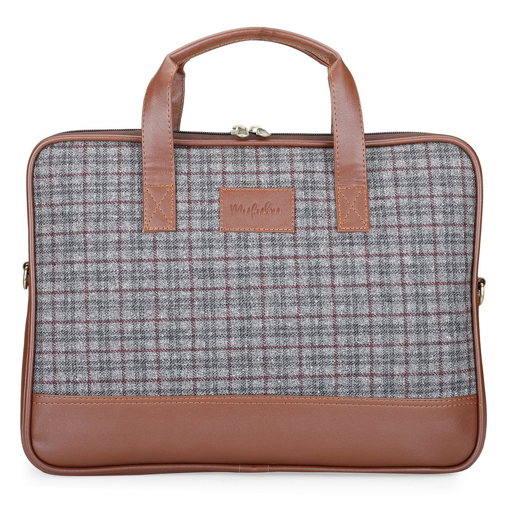 Vegan & Tweed 15.6 Inch Laptop Messenger Bag with Pouch - English Blues