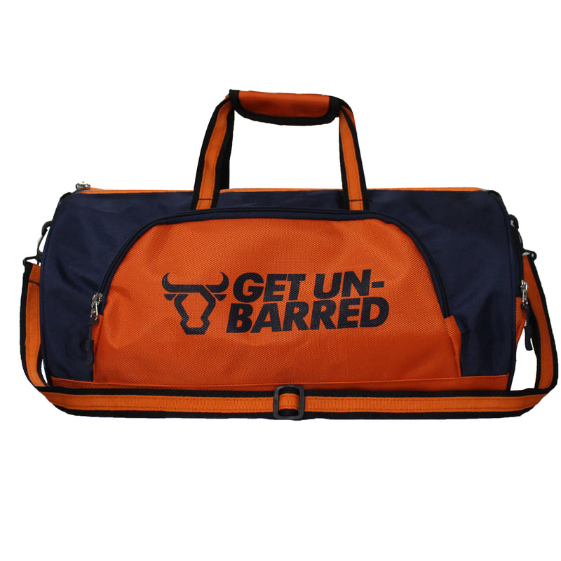 Get-Un-Barred Discover Duffle Bag for Gym & Sports with Side Pocket (Navy Blue+ Orange))