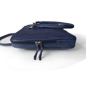 Navy Vegan Leather Album Bag