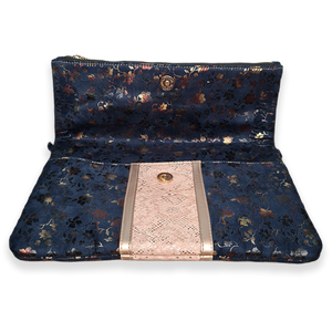 Blossom Clutch - Midnight Blue