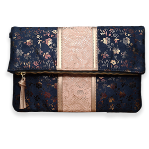 Blossom Clutch - Midnight Blue