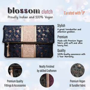 Blossom Clutch - Midnight Blue