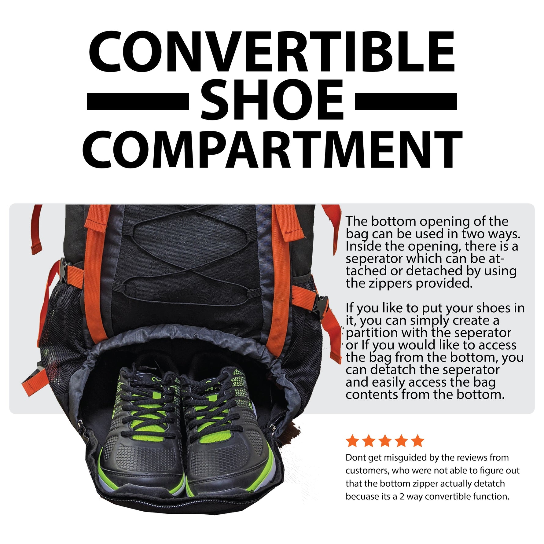 Campsack 75 ltrs Rucksack - Neon Orange