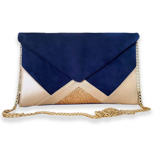 French Vanilla Envelope Clutch - Blue