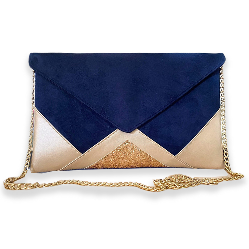 French Vanilla Envelope Clutch - Blue