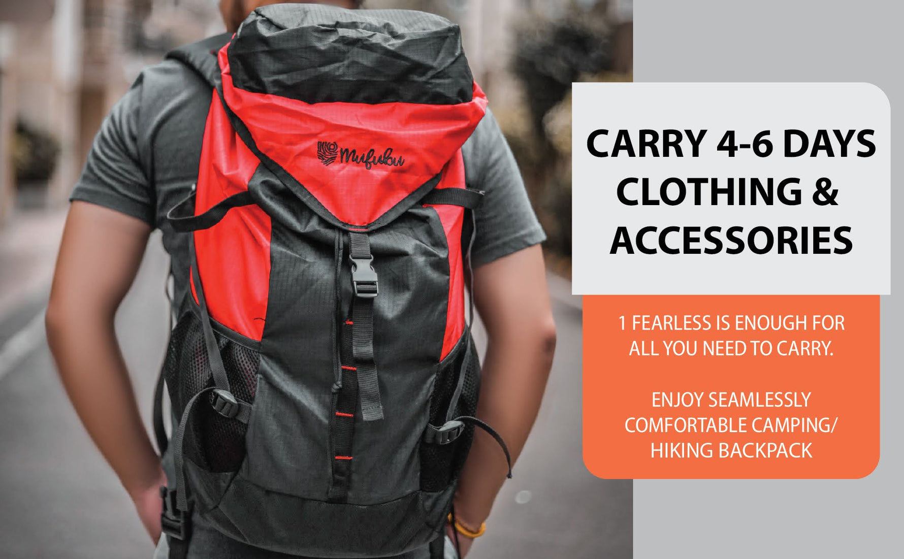 Fearless 60 LTR Rucksack - Black +Red