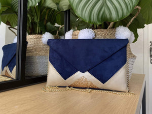 French Vanilla Envelope Clutch - Blue