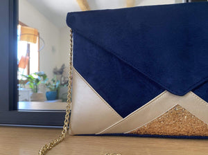 French Vanilla Envelope Clutch - Blue